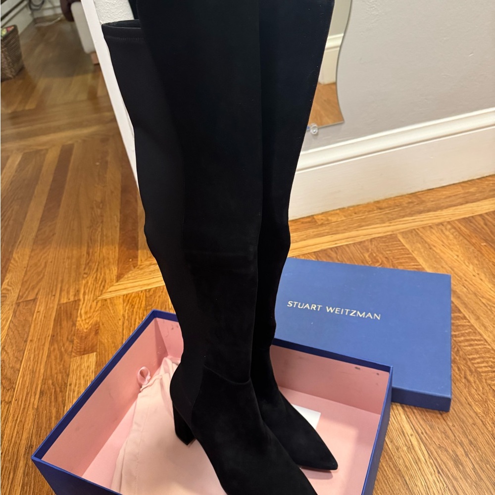 New Stuart Weitzman Black Over the Knee Suede Boots